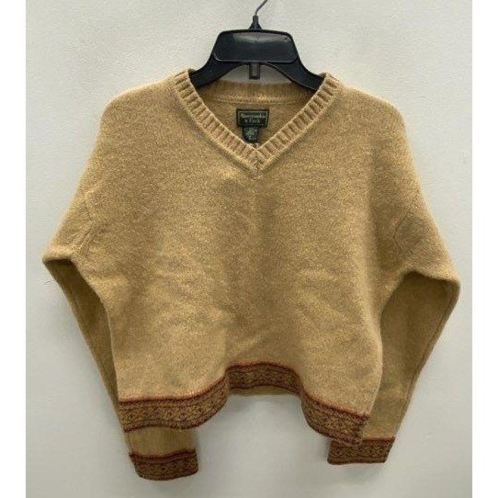 VTG Abercrombie & Fitch Bavarian V Neck Sweater Womens M Shetland Wool Knit NWT - Picture 7 of 8